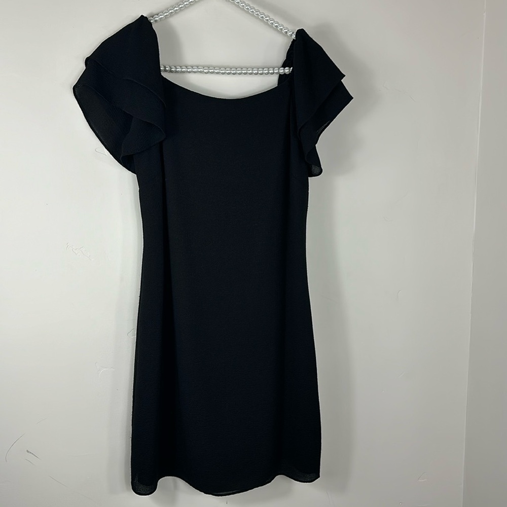 Betsy Johnson Black Flutter Sleeve Exposed Zipper Mini Dress 4